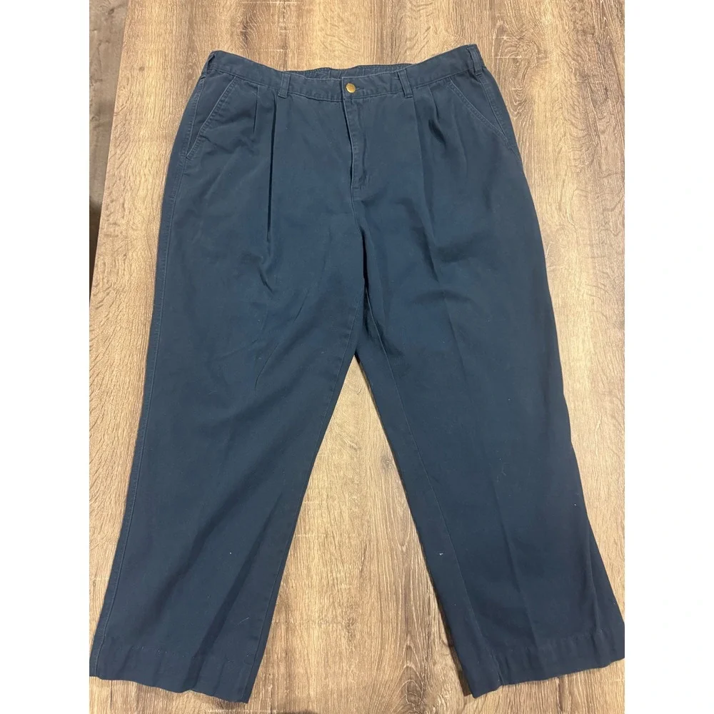 John Blair Mens Navy Blue Pleated Cotton Twill Denim Pants 40M B02163 041